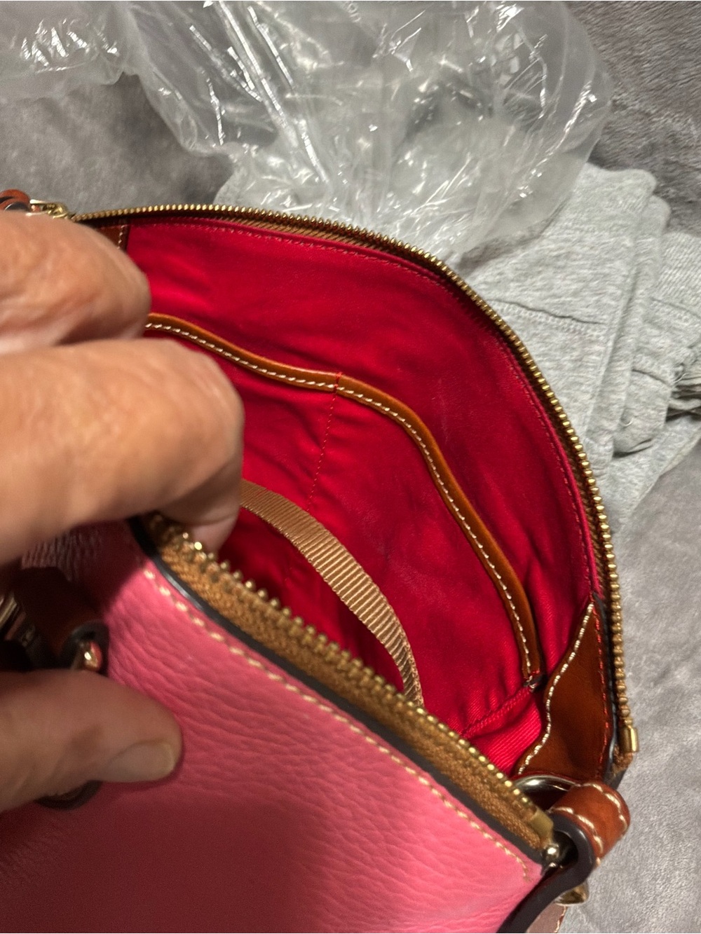 GUC Dooney & Bourke Pebble Grain Darcy Dome Satchel, Color Bubble Gum - Picture 6 of 8